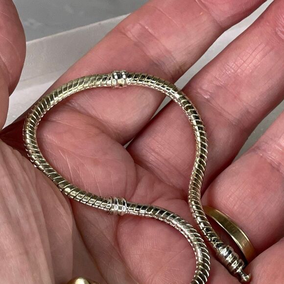 Pandora Moments charm bracelet 14K clasp & sterling snake chain. - Picture 5 of 9